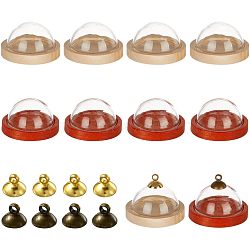 8Pcs Round Glass Covers, with 8Pcs Wood Cabochon Settings, for Cloche Bell Jars, Mixed Color, 30~35x5~35mm, Inner Diameter: 22~25.5mm(AJEW-NB0003-77)