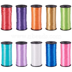 Polyester Balloons Ribbon, Curling Ribbon, for Party Decoration, Mixed Color, 5x0.1mm, about 100yards/roll(91.44m/roll), 10roll/set(SRIB-PH0001-08)