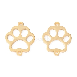 201 Stainless Steel Pet Links Connectors, Manual Polishing, Dog Footprint Vacuum Plating , Real 18K Gold Plated, 20x16x1.5mm, Hole: 1.2mm(X-STAS-F231-124G)