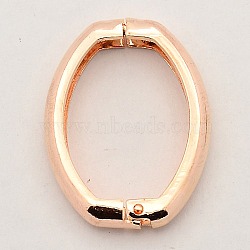 Brass Shortener Clasps, Twister Clasps, Oval Ring, Rose Gold, 27x20x3.5mm(KK-M004-01RG)