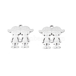 201 Stainless Steel Pendants, Girl, Stainless Steel Color, 16.5x16.5x1mm, Hole: 1.5mm(STAS-N091-148P)