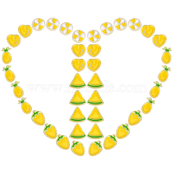 SUNNYCLUE 40Pcs 5 Style Transparent Enamel Acrylic Beads, Flat Round & Heart & Strawberry & Pineapple & Watermelon, Yellow, 8pcs/style(TACR-SC0001-10)