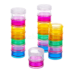 Plastic Pill Boxes, Travel Medicine Boxes, with 7 Compartments, Flat Round, Colorful, 15.5x4.2cm(CON-BC0001-14)