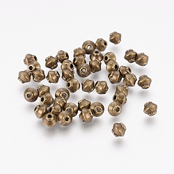 Tibetan Style Spacer Beads, Zinc Alloy Spacer Beads, Lead Free & Nickel Free & Cadmium Free, Bicone, Antique Bronze Color, 5x4.5mm, Hole: 1mm(X-MLF0256Y-NF)