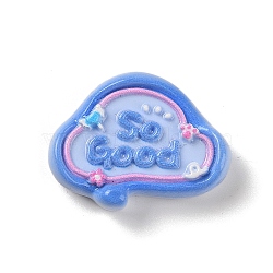 Cloud Cartoon Word So Good Opaque Resin Decoden Cabochons, Blue, 23x29.5x7.5mm(RESI-R447-02F)