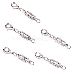 Column Brass Magnetic Clasps Converter, with Lobster Claw Clasps, Platinum, 17x6mm(KK-PH0013-03P)
