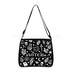 Polyester Bag, Gothic Style Adjustable Shoulder Bag for Wiccan Lovers, Cat Shape, 30x25cm(PW-WG55324-02)