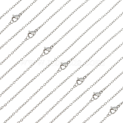 30Pcs 304 Stainless Steel Flat Cable Chain Necklaces Set for Men Women, Stainless Steel Color, 17.72 inch(45cm)(STAS-BBC0004-99B)