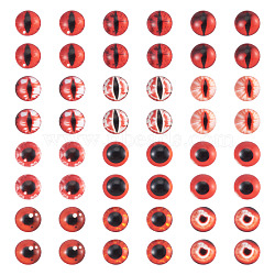 70Pcs 2 Styles Glass Cabochons, Half Round with Eye Pattern, Craft Eyes for Doll Making, Red, 8x2mm, 35pcs/style(GLAA-TADJ0001-18C)