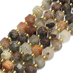 Natural Lodolite Quartz  Beads Strands, Faceted, Cube, 6.5~7.5x6.5~7.5x6.5~7.5mm, Hole: 1.2mm, about 43~44pcs/strand, 15.35~15.55 inch(39~39.5cm)(G-I376-D89-01)