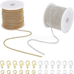 DIY Jewelry Making Kit, Including Iron Twisted Chains Curb Chains, Brass Jump Rings, Iron Open Jump Rings, Zinc Alloy Lobster Claw Clasps, Mixed Color, Chain: 2x3x0.5mm, 20m(DIY-CA0002-92)