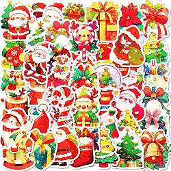 50Pcs Christmas Theme Cartoon Paper Stickers, Self-Adhesive Decals, for Water Bottles Laptop Phone Skateboard Decoration, Mixed Color, 50~51x40~50x0.3mm(DIY-P085-09)