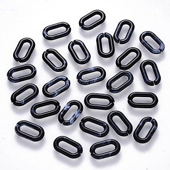 Acrylic Linking Rings, Quick Link Connectors, For Jewelry Cable Chains Making, Imitation Gemstone Style, Oval, Black, 14x8.5x2.5mm, Inner Diameter: 9x3mm, about 3360pcs/500g