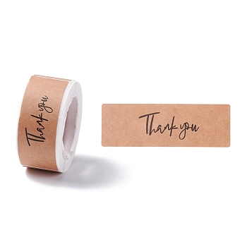 Rectangle Thank You Theme Paper Stickers, Self Adhesive Roll Sticker Labels, for Envelopes, Bubble Mailers and Bags, Peru, Word, 7.5x2.5x0.01cm, 120pcs/roll