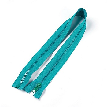 Garment Accessories, Nylon and Resin Zipper, with Alloy Zipper Puller, Zip-fastener Components, Light Sea Green, 57.5x3.3cm