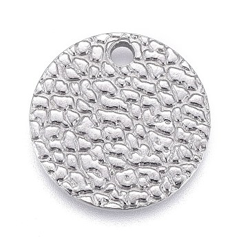 304 Stainless Steel Charms, Textured, Laser Cut, Flat Round, Stainless Steel Color, 12x1mm, Hole: 1mm