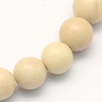 Natural Fossil Round Beads Strands, 8.5mm, Hole: 1.2mm, about 47pcs/strand, 15.5 inch
