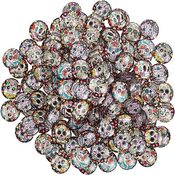 Flatback Glass Cabochons for DIY Projects, Dome/Half Round, Mixed Color, 18x5mm, 140pcs/box