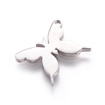 304 Stainless Steel Pendants, Butterfly, Stainless Steel Color, 13x16.5x1.5mm, Hole: 1mm