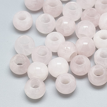 Natural Rose Quartz Beads, Large Hole Beads, Rondelle, 14x12mm, Hole: 5.5mm