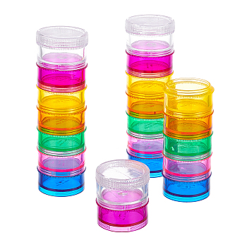 Plastic Pill Boxes, Travel Medicine Boxes, with 7 Compartments, Flat Round, Colorful, 15.5x4.2cm
