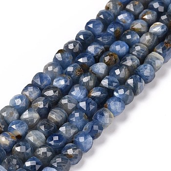 Natural Kyanite/Cyanite/Disthene Beads Strands, Faceted, Cube, 4.5x4.5x4.5mm, Hole: 0.8mm, about 83pcs/strand, 15.16 inch(38.5cm)