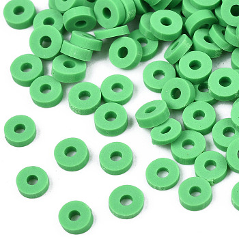 Eco-Friendly Handmade Polymer Clay Beads, Disc/Flat Round, Heishi Beads, Medium Sea Green, 4x1mm, Hole: 1mm, about 55000pcs/1000g