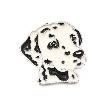 Dog Enamel Pin with Brass Butterfly Clutches, Alloy Badge for Backpack Clothing, Dalmatian Pattern, 23x25x10mm, Pin: 1.1mm