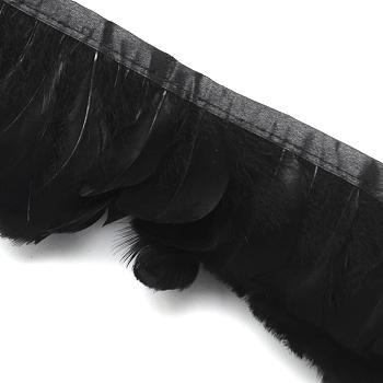 Fashion Feather Cloth Strand Costume Accessories, Black, 70~90x21~35mm, about 5m/bag