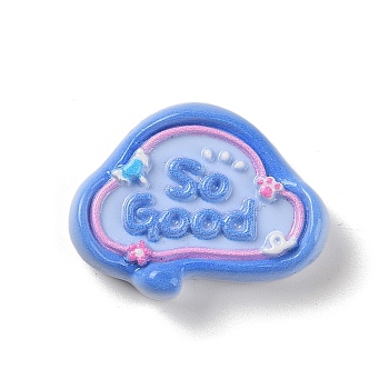 Cloud Cartoon Word So Good Opaque Resin Decoden Cabochons, Blue, 23x29.5x7.5mm