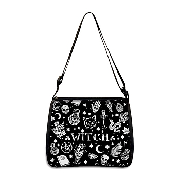 Polyester Bag, Gothic Style Adjustable Shoulder Bag for Wiccan Lovers, Cat Shape, 30x25cm