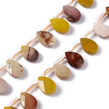 Natural Mookaite Beads Strands, Top Drilled Beads, Faceted, Teardrop, 12x8x4mm, Hole: 0.7mm, about 32pcs/strand, 15.08~15.24 inch(38.3~38.7cm)