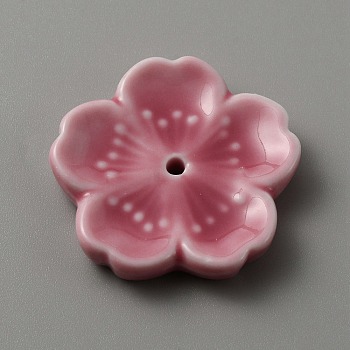 Ceramic Incense Burners, Sakura Flower Incense Holders, Home Office Teahouse Zen Buddhist Supplies, Pale Violet Red, 45x47x8mm, Hole: 3.3mm