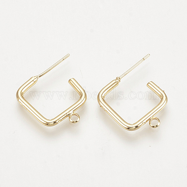 Real 18K Gold Plated Square Brass Stud Earring Findings