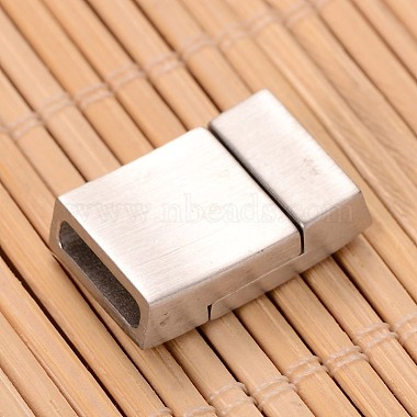 Matte 304 Stainless Steel Rectangle Magnetic Clasps with Glue-in Ends(STAS-I045-05A)-2