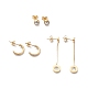 3 paires 3 boucles d'oreilles à pampilles avec chiffres romains et strass en cristal(EJEW-B020-12G)-1