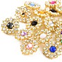 1-Hole Alloy Acrylic Shank Buttons, with Crystal Rhinestone, Cadmium Free & Lead Free, Faceted, Mixed Color, Flat Round, Golden, 22x23~24x8mm, Hole: 2.5mm