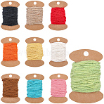 10Pcs 10 Colors Burlap Ribbon, for Garment Accessories, Gift Decoration, Mixed Color, 2mm, 1pcs/color(OCOR-CY0003-05)