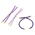 3Pcs 3 Styles Polyester Cord Bracelet Making, Slider Bracelet, Fit for Connector Charms, Golden, Mixed Color, 4-1/2~9-1/2 inch(11.3~24cm), 1pc/style(MAK-TA0001-41)
