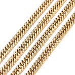 Ion Plating(IP) 304 Stainless Steel Diamond Cut Curb Chains, Cuban Link Chain, Unwelded, Faceted, with Spool, Golden, 5x3.5x0.7mm, about 32.8 Feet(10m)/roll(CHS-F013-02G)