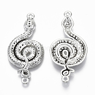 Tibetan Style Alloy Big Connector Pendants, Cadmium Free & Lead Free, Snake, Antique Silver, 50.5x23x3.5mm, Hole: 1.5mm, about 80pcs/500g(TIBEP-Q088-003AS-RS)
