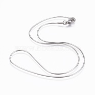 304 Stainless Steel Snake Chain Necklaces, with 304 Stainless Steel Clasps, Stainless Steel Color, 17.5 inch(44.5cm), 1.2mm(NJEW-F248-02C-P)