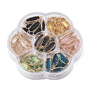 70Pcs 7 Colors K9 Glass Connector Charms, with Light Gold Plated Brass Findings, Oval, Faceted, Mixed Color, 22x7x3mm, Hole: 1.5mm, 10pcs/color(GLAA-N038-17)