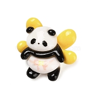 Opaque Resin Animal Cabochons, Cute Panda with Bowknot, Yellow, 18.5x19.5x8mm(X-CRES-M024-01C)