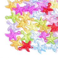 Transparent Acrylic Pendants, Starfish/Sea Stars, Mixed Color, 27~27.5x24.5x5mm, Hole: 3mm, about 650pcs/500g(TACR-T005-16)
