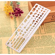 Stainless Steel Drawing Stencil, Hollow Hand Accounts Ruler Templat, For DIY Scrapbooking, Stainless Steel Color, 182x62mm(DIY-WH0005-F)