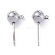 304 Stainless Steel Ball Post Stud Earring Findings, with Loop and 316 Surgical Stainless Steel Pin, Stainless Steel Color, 17x9x6mm, Hole: 1.8mm, Pin: 0.8mm(STAS-Z035-01P-A)