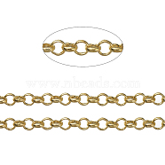 Brass Rolo Chains, Belcher Chains, Soldered, Long-Lasting Plated, with Spool, Cadmium Free & Nickel Free & Lead Free, Golden, 4.5x1.2mm, about 150.91 Feet(46m)/roll(CHC-S008-002A-G)