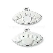304 Stainless Steel Pendant  Cabochon Settings, Eye, Stainless Steel Color, Tray: 3.7mm, 11x17.5x1.5mm, Hole: 1.4mm(STAS-L269-021P)