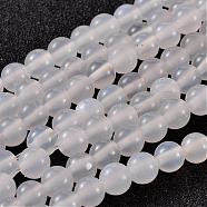 Natural Agate Beads, Dyed, Round, White, Size: about 6mm in diameter, hole: 1mm, 63pcs/strand, 15.5 inch(AGAT-6D-14)